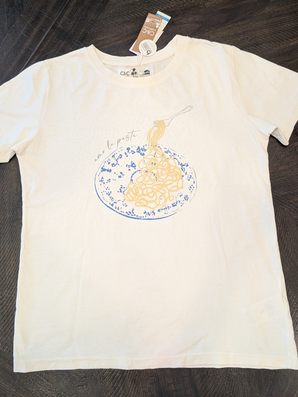 NWT C&C California Cream Sunwashed Graphic Short Sleeve T Shirt with Palm Label